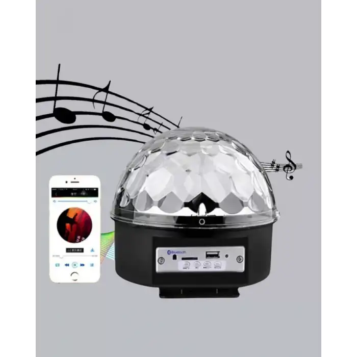 AsilTech Ritim Hassasiyetli Bluetooth Hoparlörlü Disko Işığı Döner LED Efektli