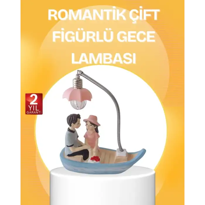 AsilTech Romantik Çift Figürlü Gece Lambası Sandal Model Sevgiliye Özel Hediye