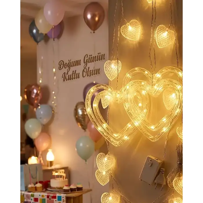 AsilTech Romantik Kalp LED Işık Neon Görünümlü Dekoratif Oda Lambası