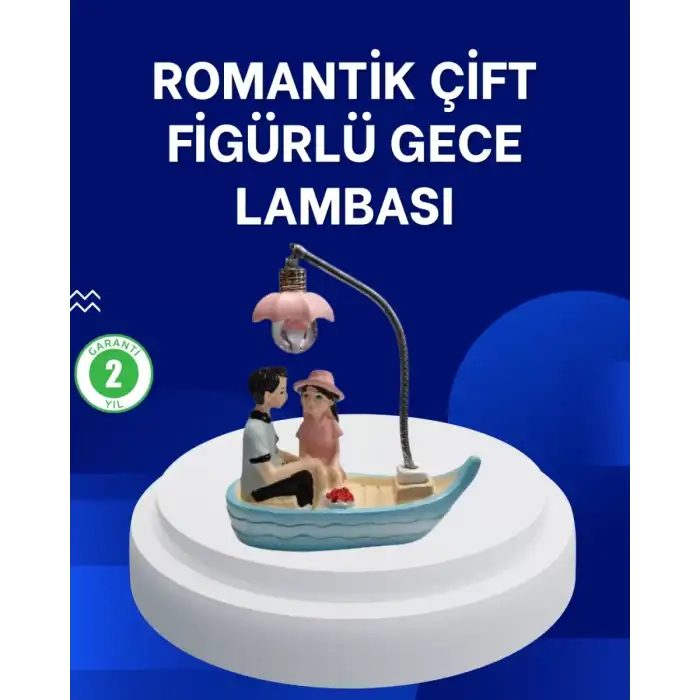 AsilTech Romantik Sandal Üzerinde Çift Figürü LED Gece Lambası Masa Dekoru