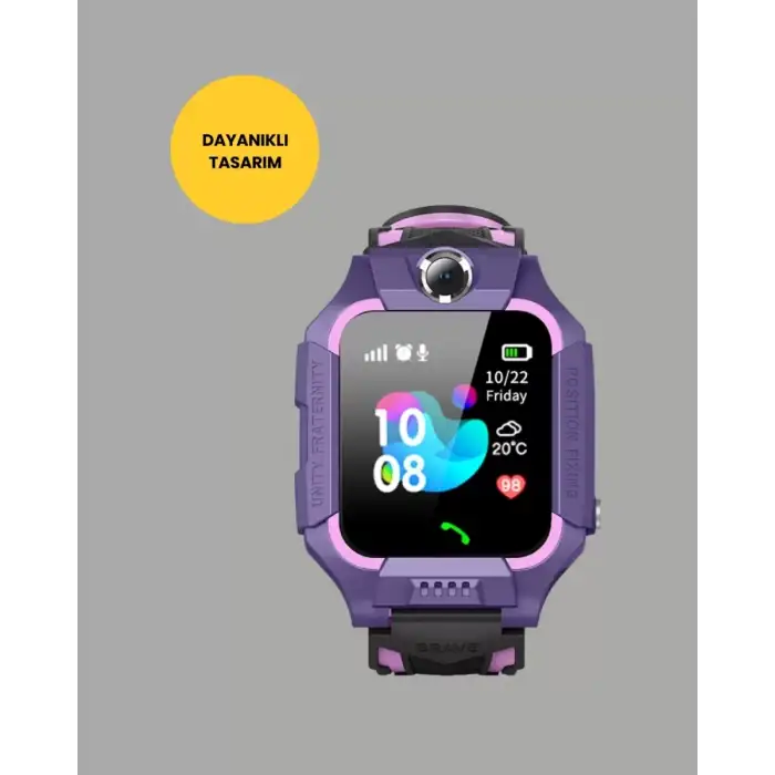 AsilTech S10 Akıllı Çocuk Saati Mor Model Çift Yönlü Konuşma ve SOS Fonksiyonu