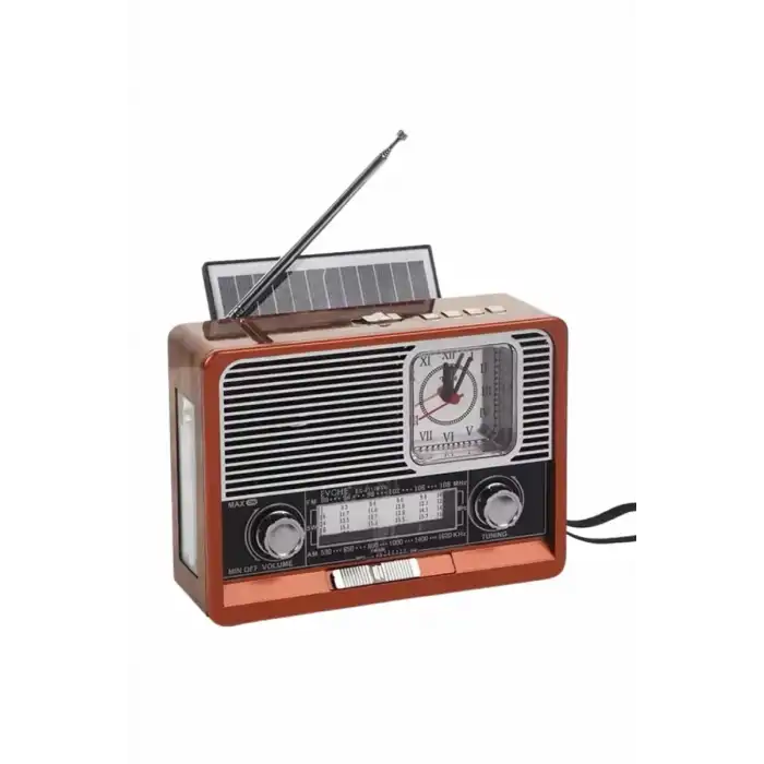 AsilTech Saatli Fenerli Bluetooth Nostaljik Radyo AUX SD USB Girişli Bluetooth Hoparlör