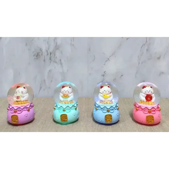 AsilTech Şans Kedisi Işıklı Kar Küresi