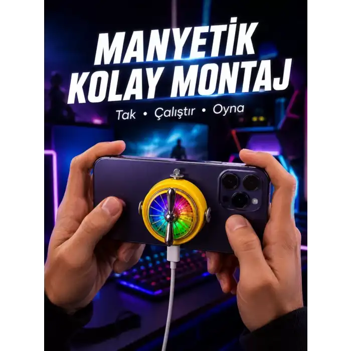 AsilTech Şarj Edilebilir RGB Telefon Soğutucu Oyun Fanı