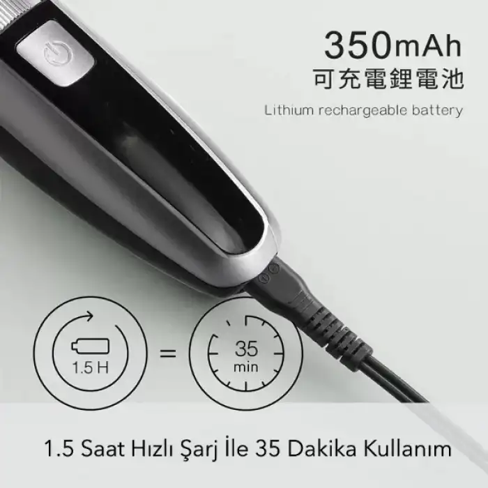 AsilTech Şarjlı Ayarlanabilir Başlıklı Saç Sakal Traş Makinesi