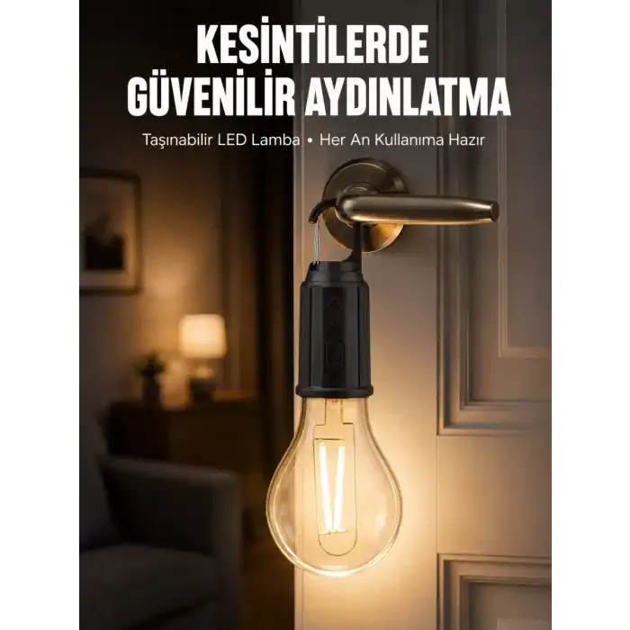 AsilTech Şarjlı Aydınlatma Ampul Tasarımlı Ambians Işık Askılı Kamp Lambası