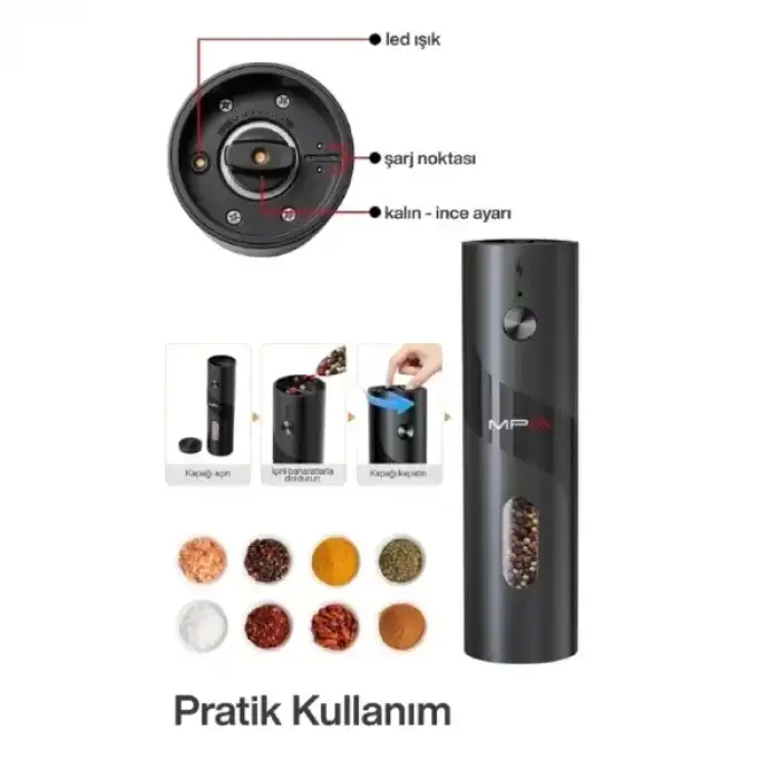 AsilTech Şarjlı Baharat Öğütücü 100 ml