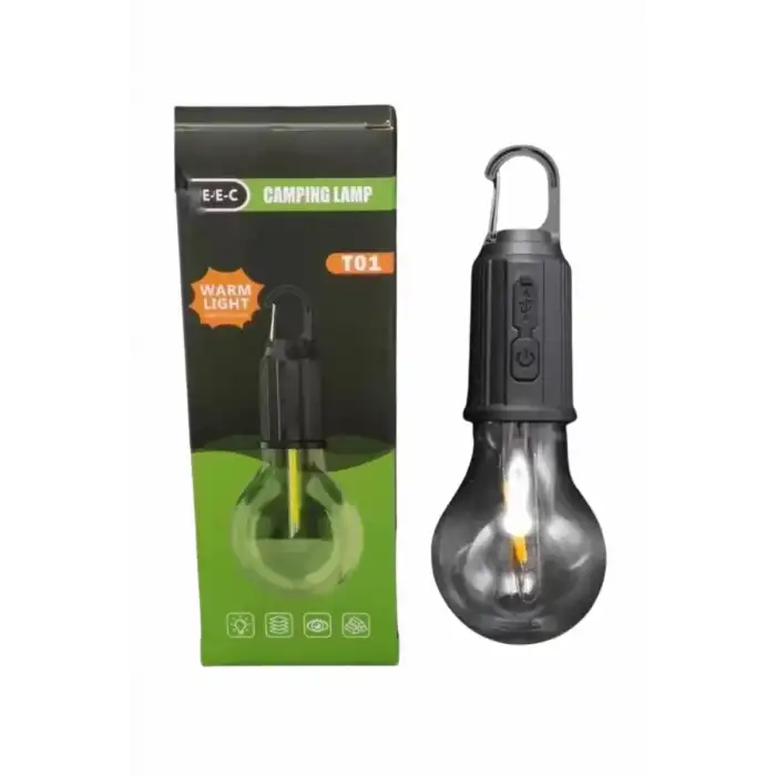 AsilTech Şarjlı Dekoratif Kamp Lambası Askılı Ampul Led Işık Type-C Girişli