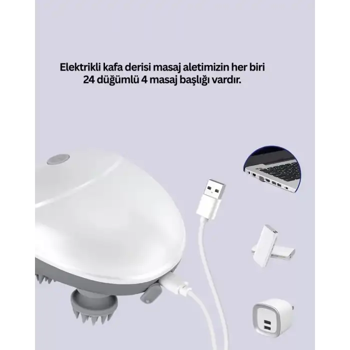 AsilTech Şarjlı Kafa Masaj Aleti 3 Hız Ayarlı Derin Masaj
