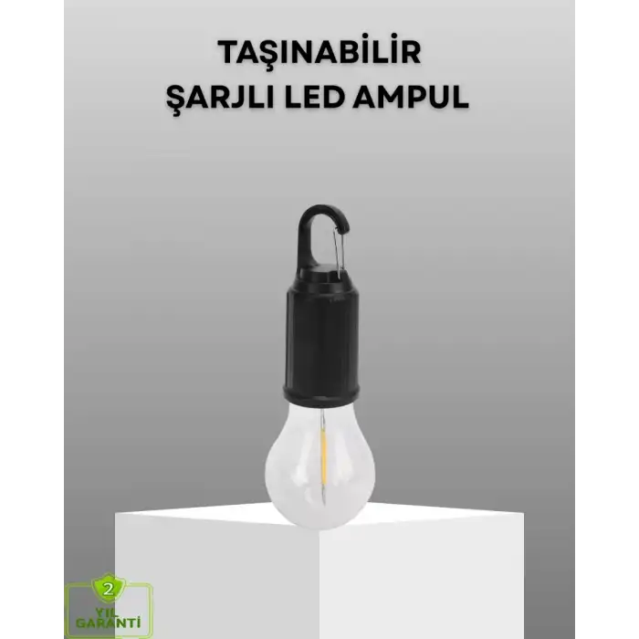 AsilTech Şarjlı Kancalı LED Lamba – Kamp, Balkon ve Acil Durum Işığı
