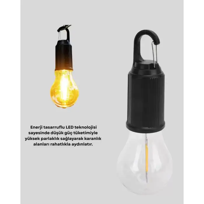AsilTech Şarjlı Kancalı LED Lamba – Kamp, Balkon ve Acil Durum Işığı
