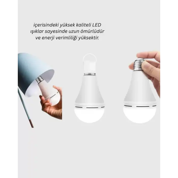 AsilTech Şarjlı LED Ampul 30 Watt Soğuk Beyaz