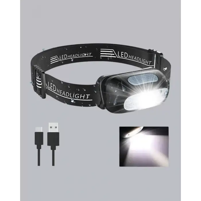AsilTech Şarjlı LED Kafa Feneri | 4 Modlu Akıllı Sensörlü Far | Su Geçirmez IPX5 Kamp ve Balıkçı Lambası