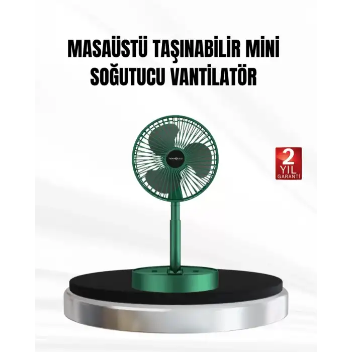AsilTech Şarjlı Mini Fan Katlanabilir 3 Hız Ayarlı Taşınabilir Tasarımlı