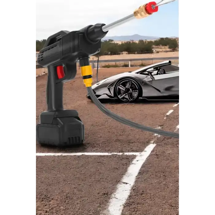 AsilTech Şarjlı Oto Yıkama Tabancası Su Basınçlı Hazneli Bataryalı