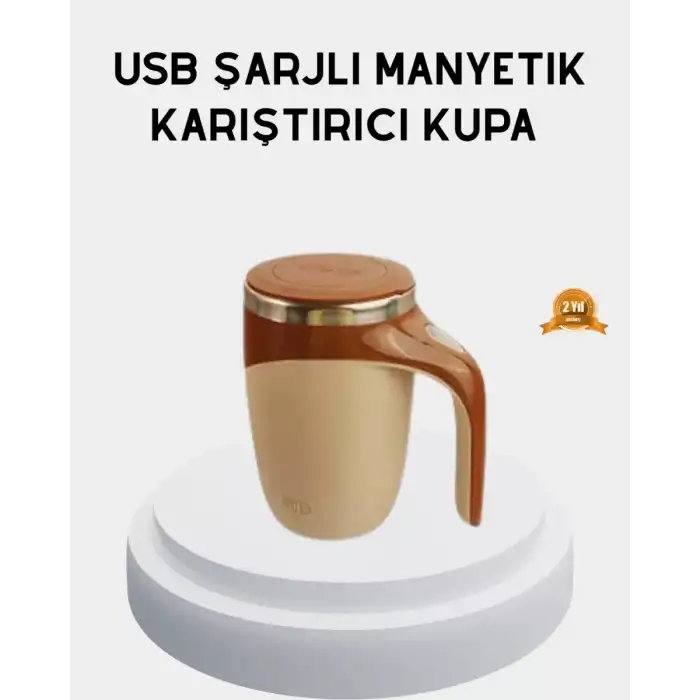 AsilTech Şarjlı Otomatik Karıştırıcı Kupa Manyetik Mix Kupa Paslanmaz Çelik İç Astar
