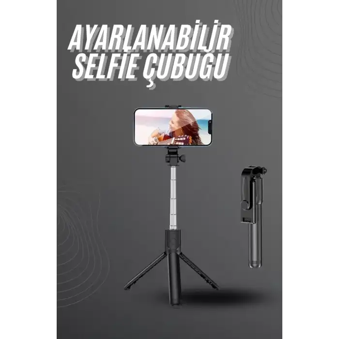AsilTech Selfie Çubuğu Tripod Bluetooth Kumandalı Selfie Çubuğu Telefon Tutucu