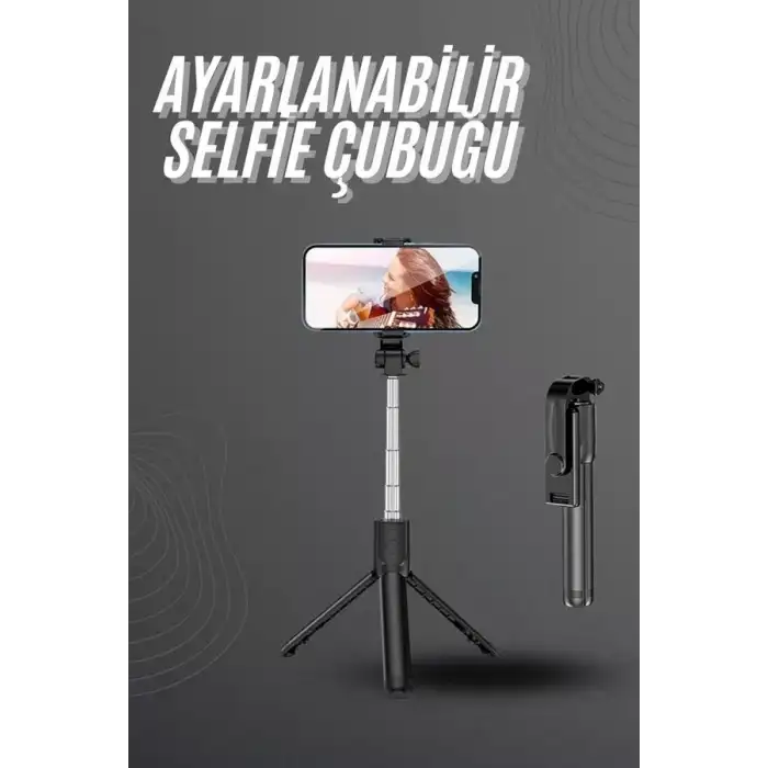 AsilTech Selfie Çubuğu Tripod Bluetooth Kumandalı Selfie Çubuğu Telefon Tutucu