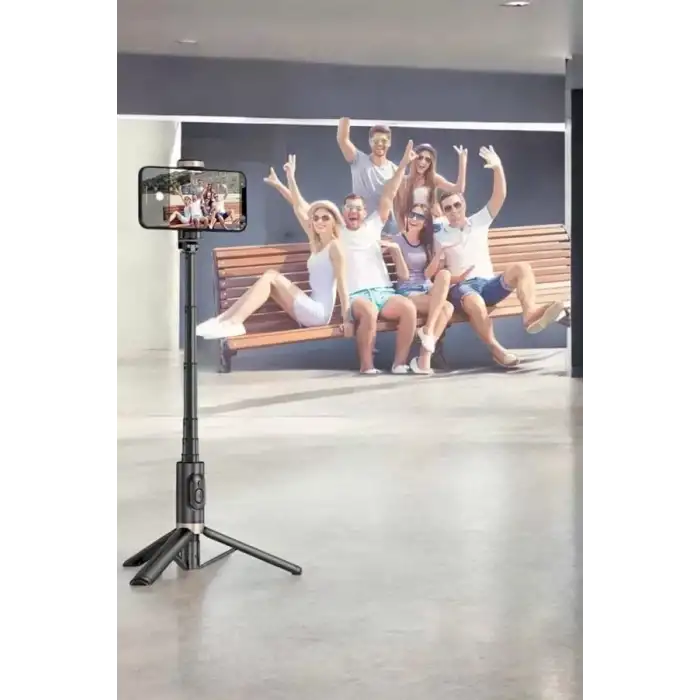 AsilTech Selfie Çubuğu Tripod Kumandalı Telefon Tutucu Siyah