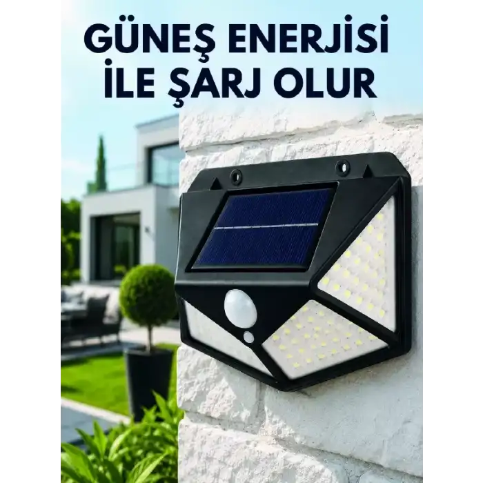 AsilTech Sensörlü Solar Bahçe Lambası Geniş Açılı LED Aydınlatmalı Balkon Garaj ve Bahçe Işığı