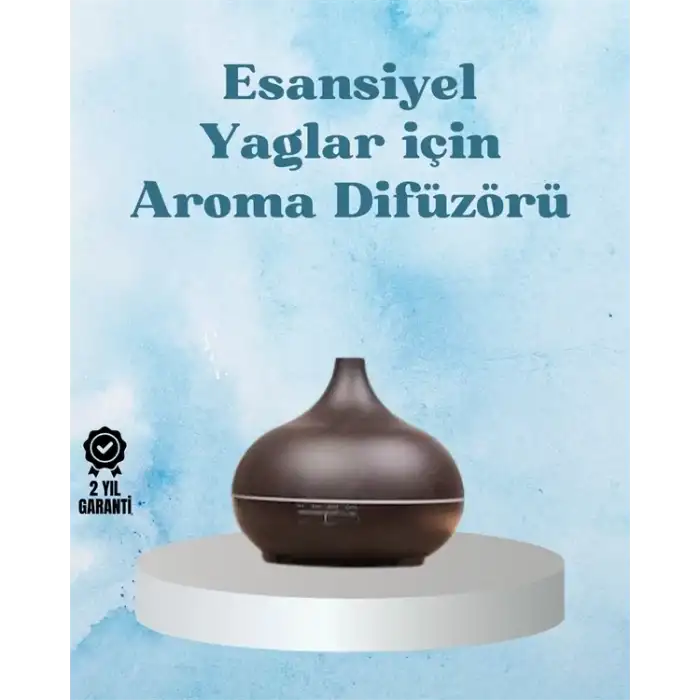 AsilTech Sessiz Çalışan Aromaterapi Difüzörü – 4 Zaman Ayarlı, 7 Renkli Işık Seçeneği