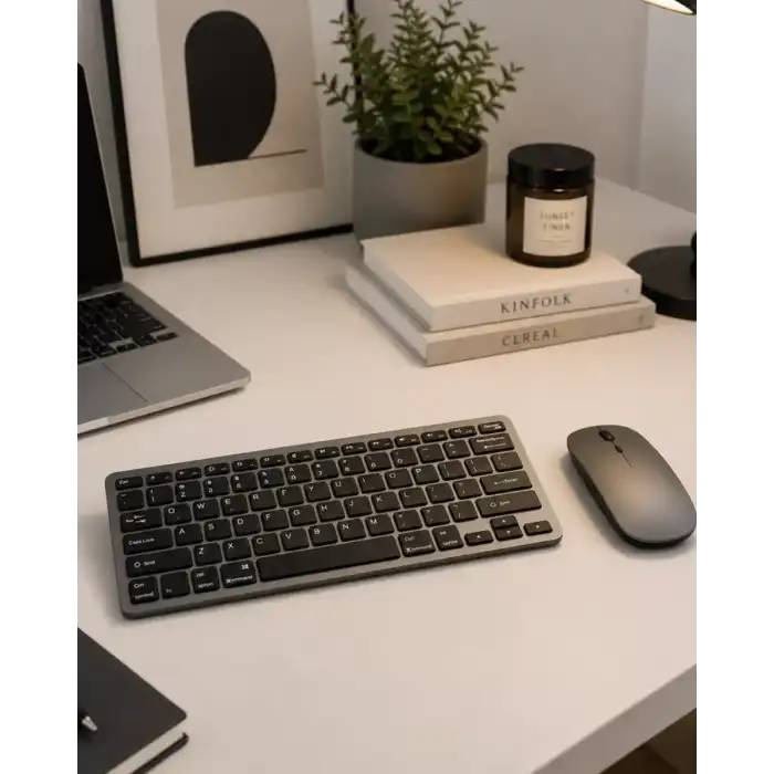 AsilTech Sessiz Kullanım Sunan Bluetooth Klavye Mouse Seti Çoklu Cihaz Uyumlu
