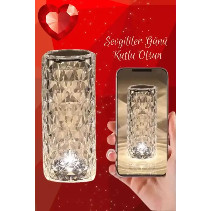 AsilTech Sevgililer Gününe Özel Romantik Kristal Gece Lambası Sevgiliye Hediye