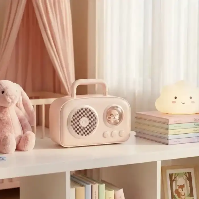 AsilTech Sevimli Tasarımlı Taşınabilir Radyolu Bluetooth Hoparlör Pembe