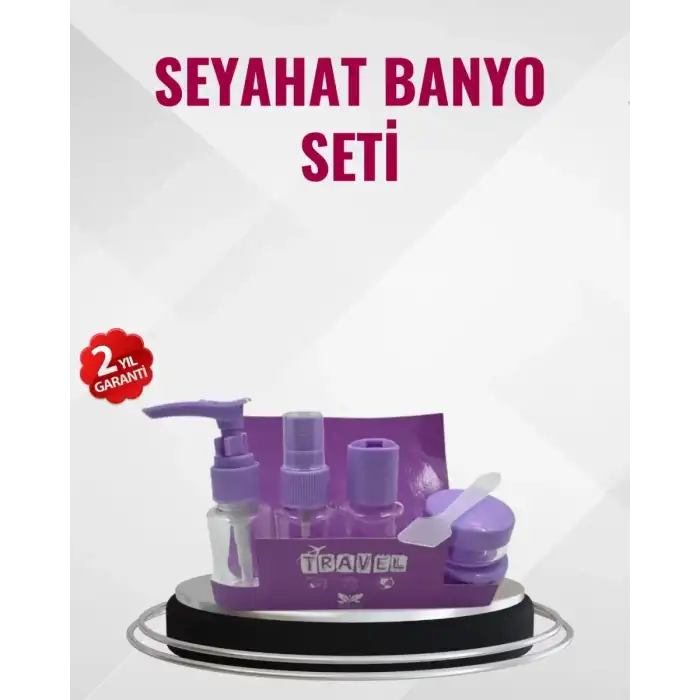 AsilTech Seyahat Boy Banyo Seti 5’li Mini Şişe ve Krem Kutusu Çantalı