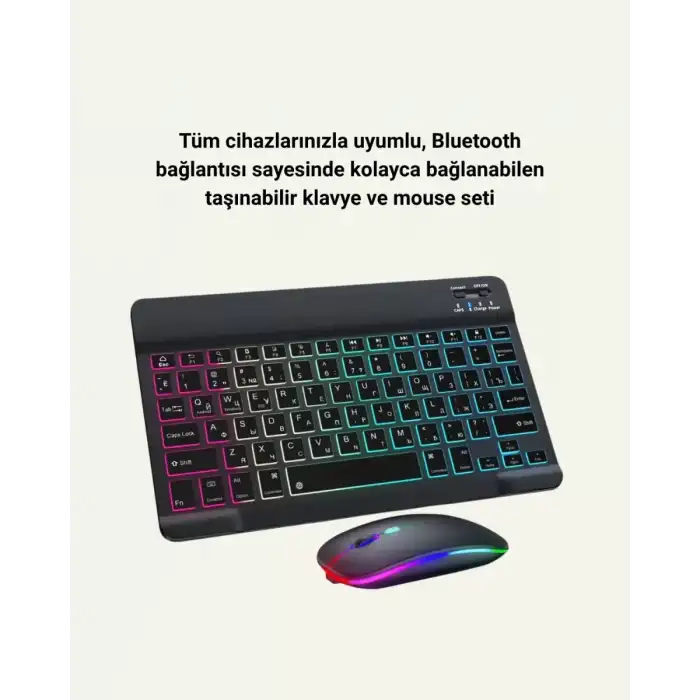 AsilTech Şık ve Sessiz Tasarımlı Işıklı Klavye Mouse Seti – Şarjlı, Wireless