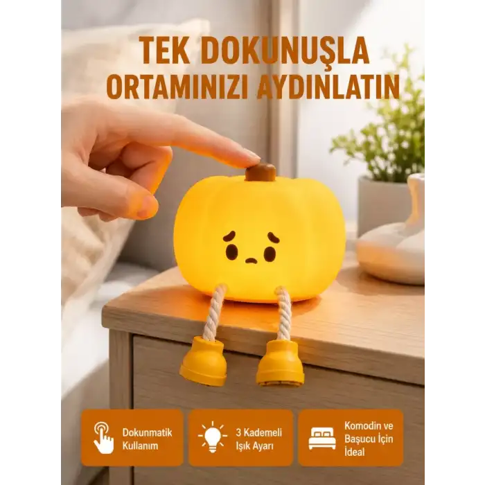 AsilTech Silikon Pumpkin Night Light Telefon Tutuculu LED Lamba Yeni Nesil