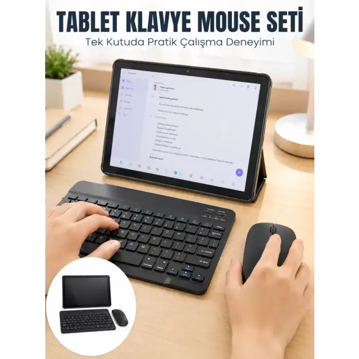 AsilTech SIM Kartlı Android Tablet Bluetooth Klavye Kablosuz Mouse Geniş Ekran ve Taşınabilir Kullanım Seti