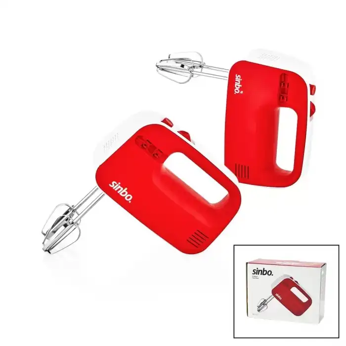 AsilTech Sinbo El Mikseri - Kırmızı Renk - 3 Kademe Hız Ayarı