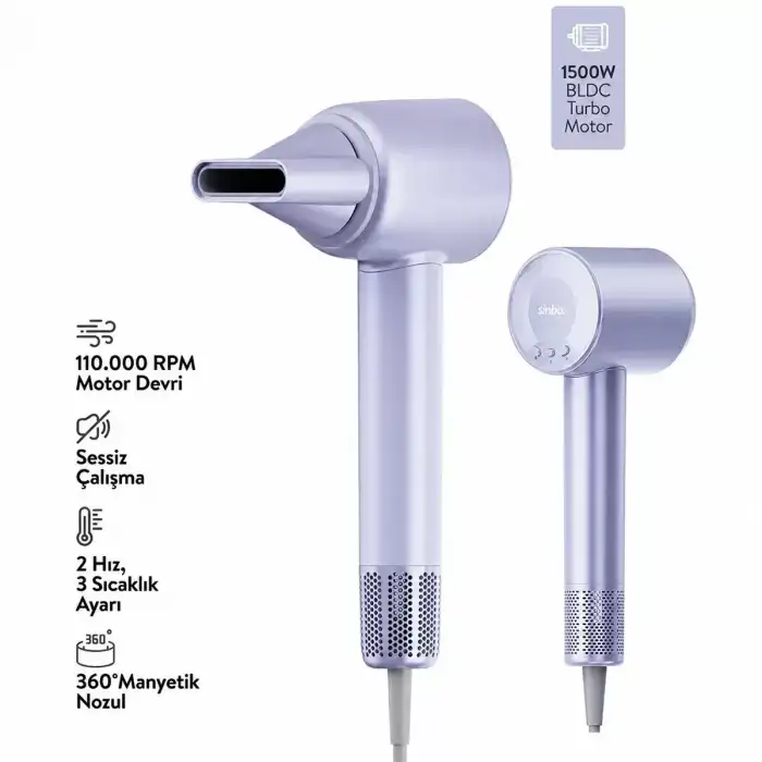 AsilTech Sinbo Saç Kurutma ve Şekillendirme Makinesi - Mavi Renk - BLDC Turbo Motor