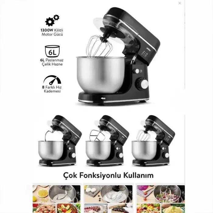 AsilTech Sinbo Standlı Mikser - Siyah Renk - 12 Litre Hazne