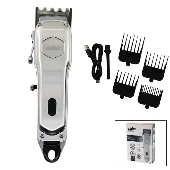 AsilTech Sinbo Tıraş Makinesi - USB Şarjlı - Çelik Gövde - Kollu Tarak Ayarı