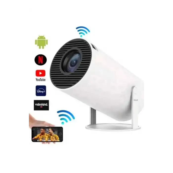 AsilTech Sinema Projektörü Android HDMI USB WİFİ Ses Çıkışlı Ayaklı Projeksiyon Taşınabilir Yeni Nesil