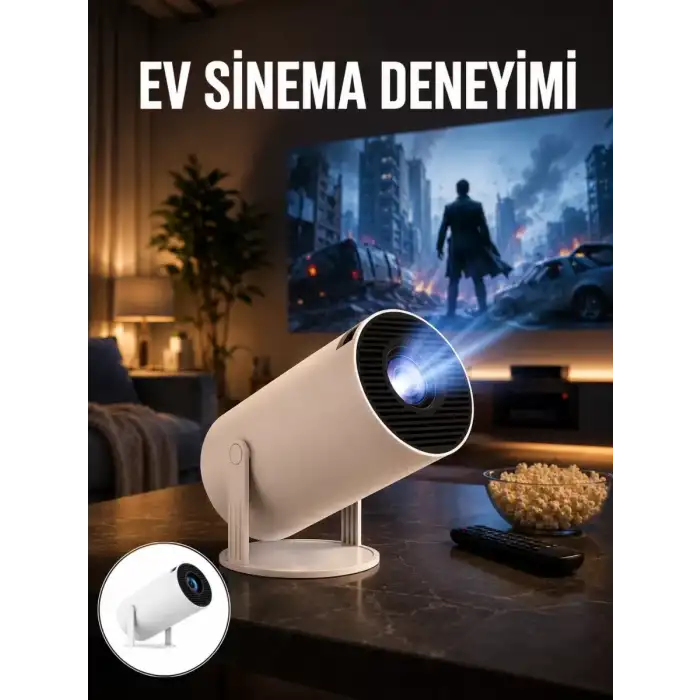 AsilTech Sinema Projektörü Android HDMI USB WİFİ Ses Çıkışlı Ayaklı Projeksiyon Taşınabilir Yeni Nesil