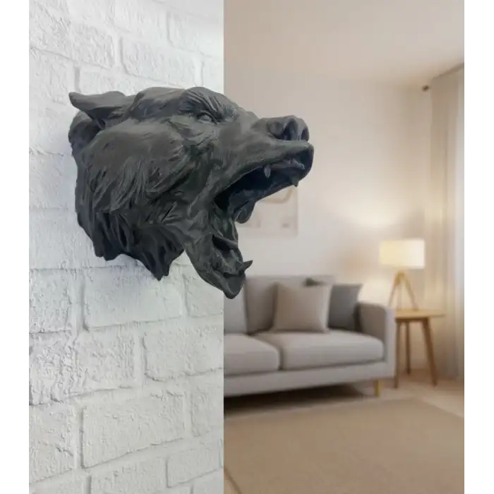 AsilTech Siyah Ayı Figürü Duvar Dekoru Asılabilir Hediyelik Heykel 25x19 cm
