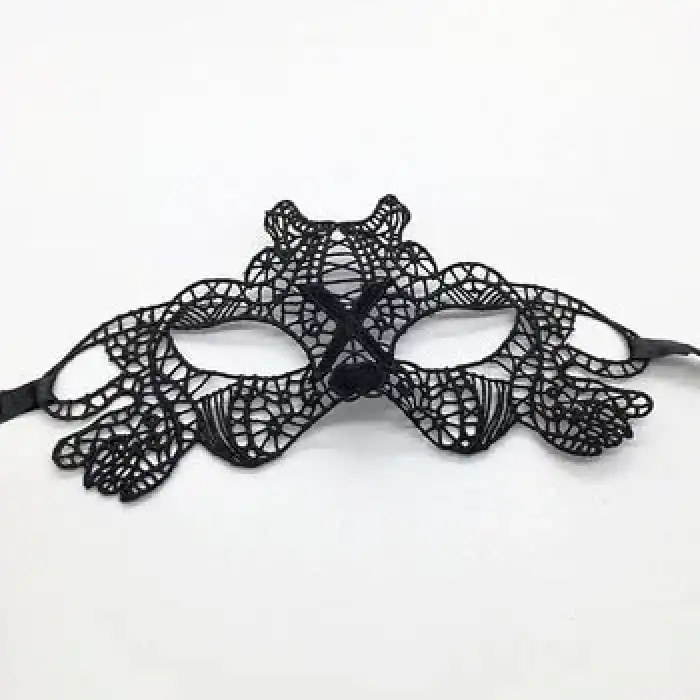 AsilTech Siyah Dantel İşlemeli Balo Maskesi 11 No