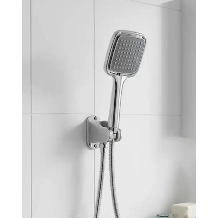 AsilTech Siyah Duş Seti El Duşu Başlığı Spiral Hortum ve Duvar Askısı Banyo Duş Seti