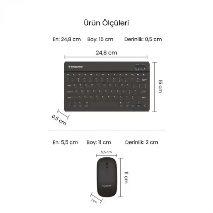 AsilTech Siyah Kablosuz Klavye Ve Mouse Seti