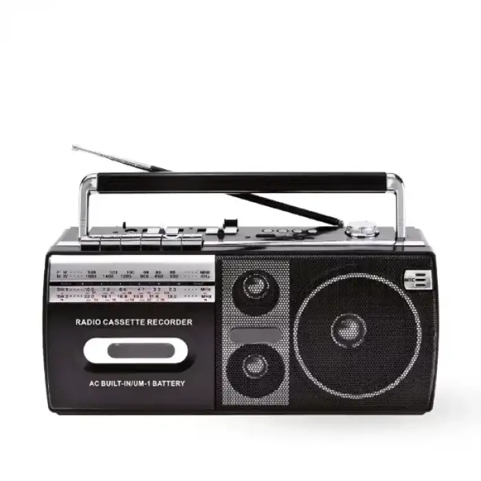 AsilTech Siyah Kaset Çalar - Bluetooth USB TF AUX FM Özellikli