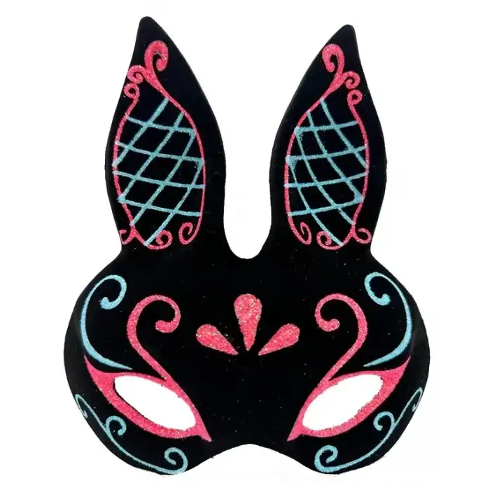 AsilTech Siyah Mavi Kırmızı Tavşan Maskesi