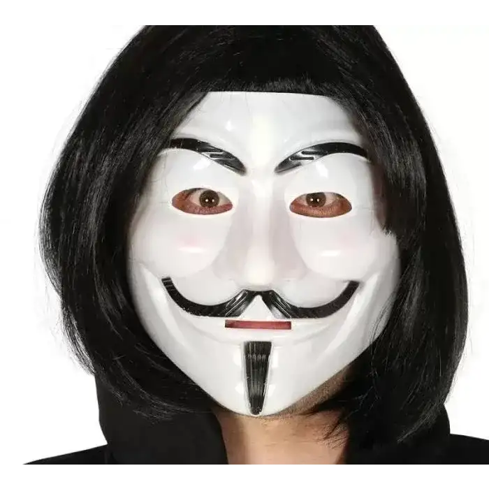 AsilTech Siyah Renk Kısa Saç ve V For Vendetta Maskesi