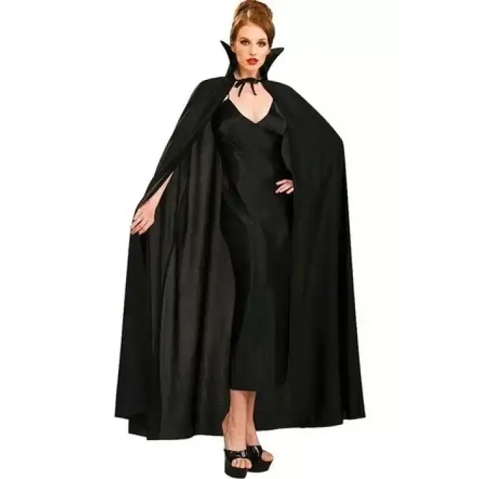 AsilTech Siyah Renk Yakalı Halloween Pelerini 120 cm