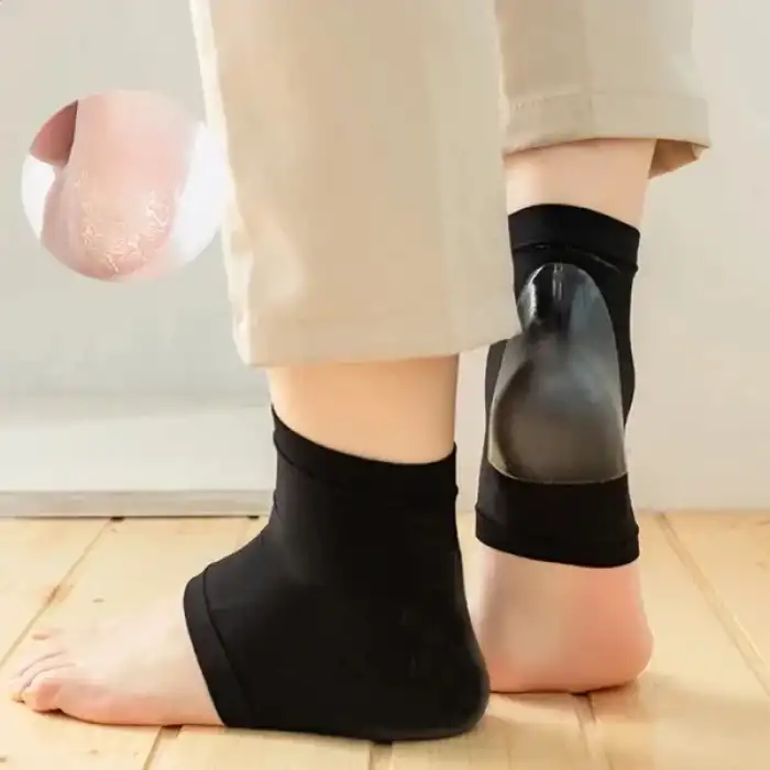 AsilTech Siyah Silikon Topuk Nemlendirici Çorap