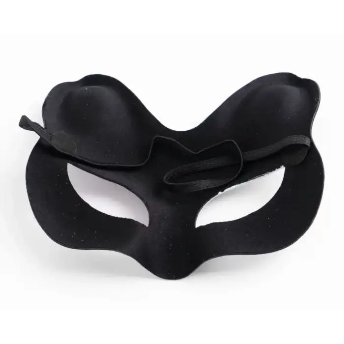 AsilTech Siyah Süet Mavi Kırmızı Simli Kedi Maskesi