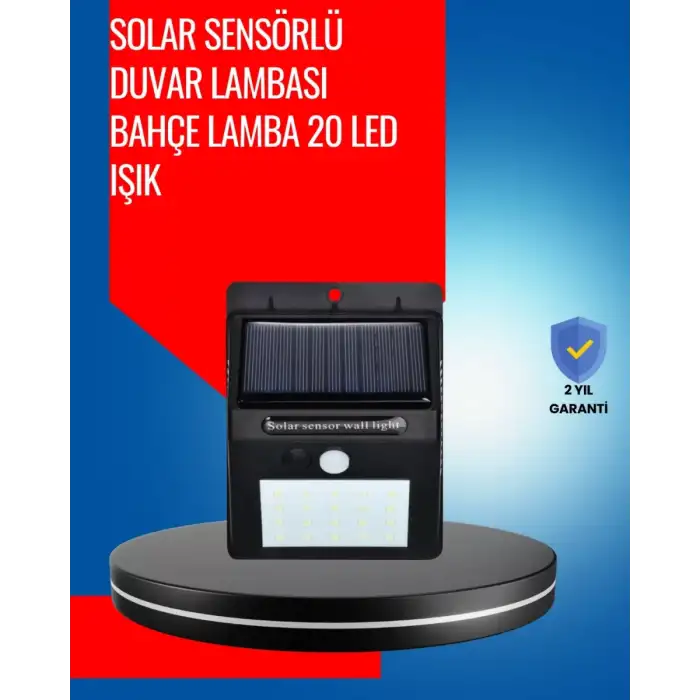 AsilTech Solar Enerjiyle Çalışan IP65 Su Geçirmez 20 LED Duvar Lambası