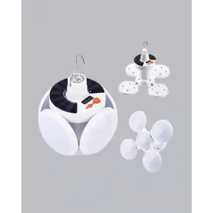 AsilTech Solar Güneş Enerjili ve USB Şarjlı 5 Kanatlı LED Kamp Lambası